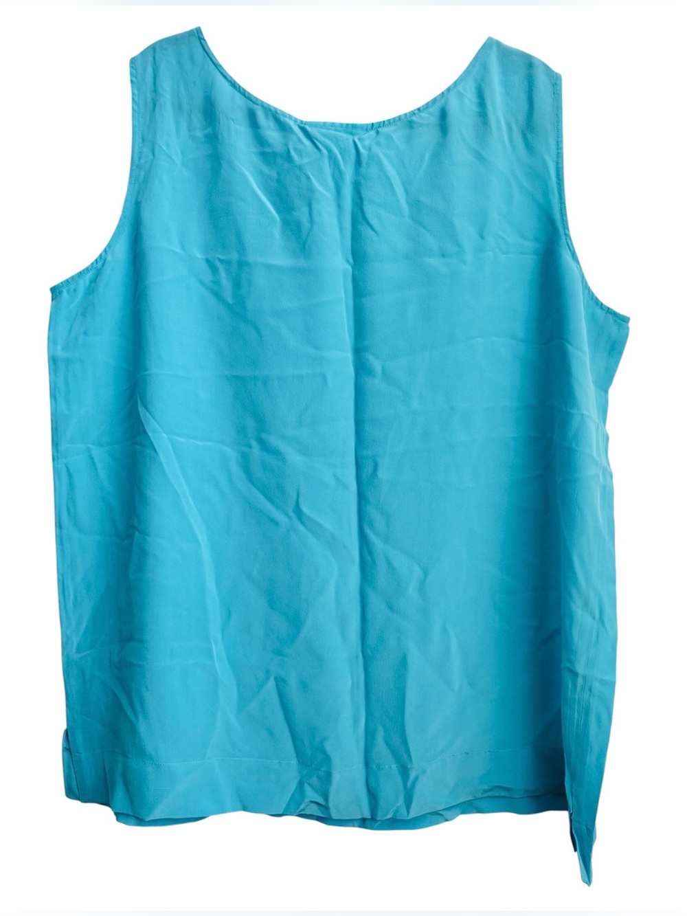 Diane Von Furstenberg Silk Assets Vintage Aqua Tank Top, Size 1X - Picture 2 of 8